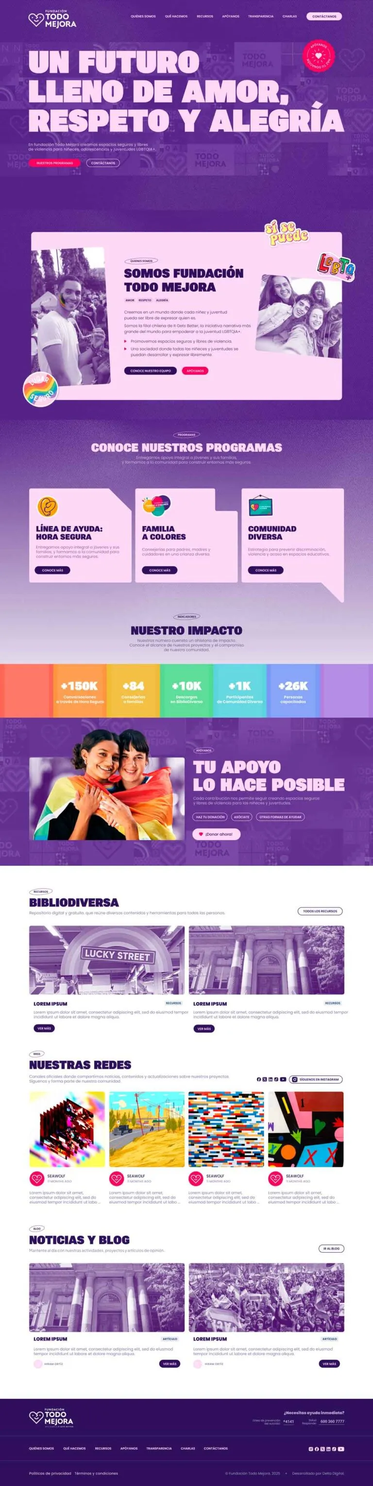 Vista previa del sitio Fundación Todo Mejora